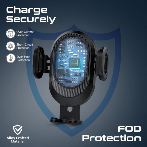 ⁦بروميت PowerMount-2 حامل وشاحن لاسلكي 15 واط بتثبيت تلقائي، تصميم شفاف، ذراع قابل للتعديل، ودعم FOD وزوايا عرض متعددة⁩ - الصورة ⁦7⁩