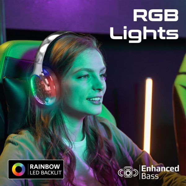 ⁦بروميت TransTune سماعات رأس لاسلكية متطورة مع تقنية إلغاء الضوضاء وإضاءة RGB ووقت تشغيل 40 ساعة⁩ - الصورة ⁦4⁩