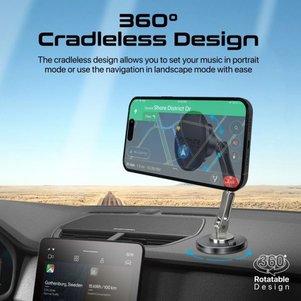⁦بروميت Magnus حامل هاتف بتصميم مضاد للانزلاق، دوران 360°، وضبط ارتفاع ثلاثي المحاور لثبات مثالي أثناء القيادة⁩ - الصورة ⁦7⁩