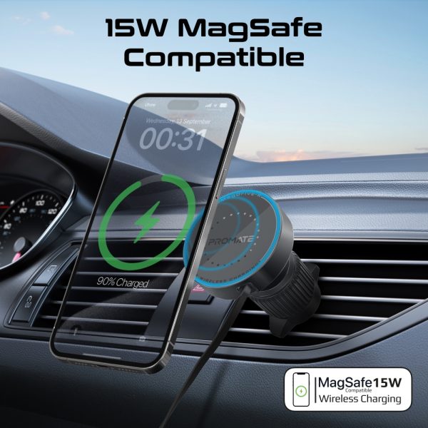 ⁦بروميت MagDrive-R شاحن لاسلكي MagSafe بقوة 15 واط، كابل USB-C قابل للسحب، مغناطيسات N52، دوران 360°، وحماية ذكية من الشحن والسخونة الزائدة⁩ - الصورة ⁦9⁩