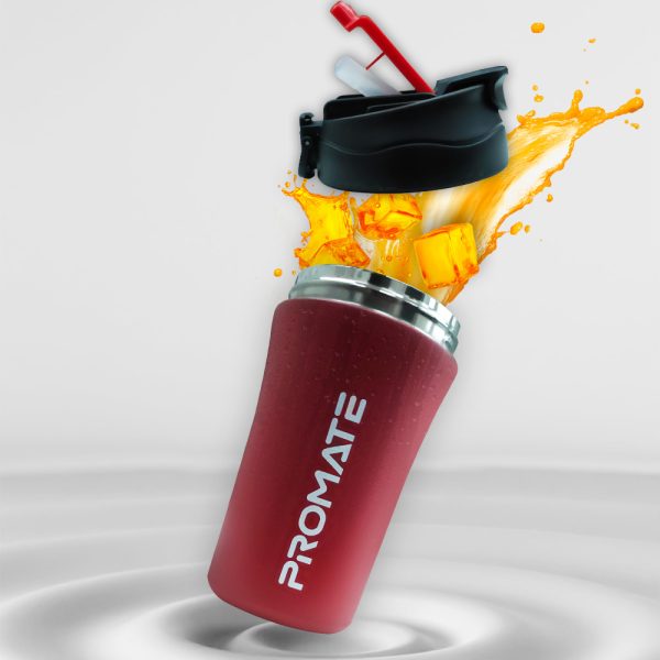 ⁦بروميت Mug كوب حراري بغطاء بنقرة واحدة، ستانلس ستيل مع عزل عالي، مانع للتسرب وقاعدة سيليكون مضادة للانزلاق⁩ - الصورة ⁦4⁩