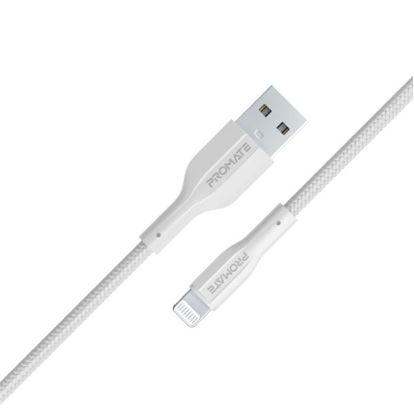 ⁦بروميت XCord-Ai كابل USB-A إلى لايتنينغ بقوة 10 واط، سرعة 480Mbps، سيليكون مضاد للتشابك، بطول 100 سم وتحمل 10,000 انحناءة⁩ - الصورة ⁦7⁩
