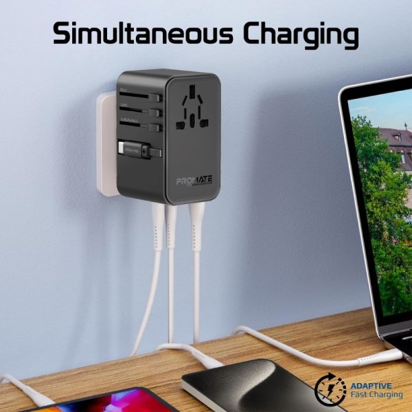 ⁦بروميت TripMate-GaN70R محول سفر عالمي بتقنية GaN بقوة 70 واط، مزود بكابل USB-C قابل للسحب لسهولة الشحن أثناء التنقل في أي مكان⁩ - الصورة ⁦10⁩