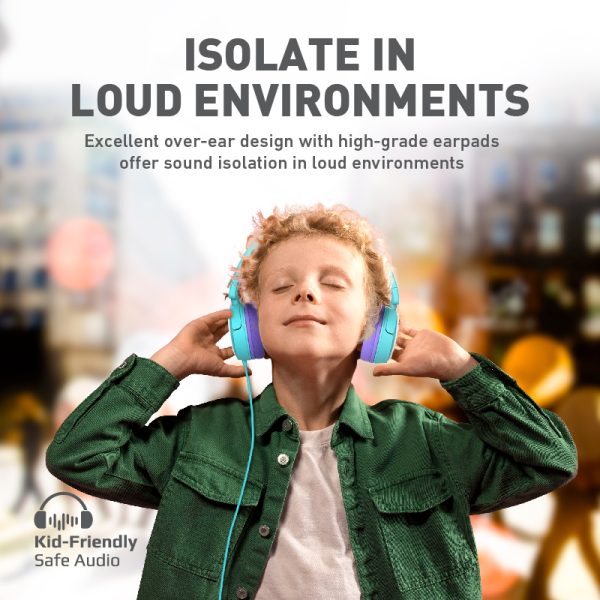⁦بروميت Jewel سماعة رأس سلكية للأطفال بتصميم آذان قطة، صوت KidSafe 85–95 ديسيبل، ميكروفون مدمج، وقابلة للطي والمشاركة⁩ - الصورة ⁦7⁩