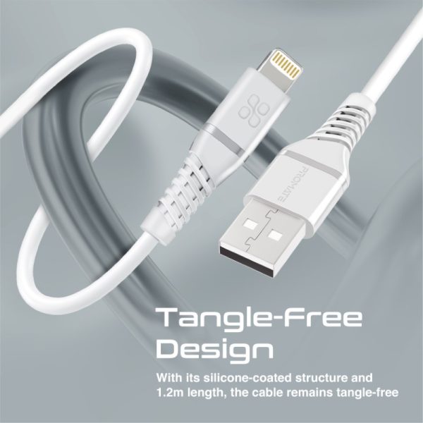 ⁦بروميت PowerLine-Ai120 كابل لايتنينغ معتمد MFi بطول 1.2 متر، متين حتى 25000 انحناءة، بملمس سيليكون ناعم لشحن ونقل بيانات مريح وآمن لأجهزة Apple⁩ - الصورة ⁦7⁩