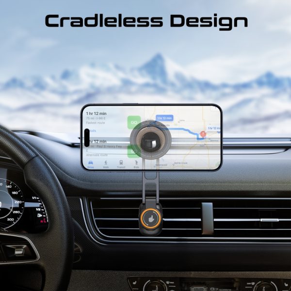 ⁦بروميت BridgeMount حامل جوال MagSafe بزاوية دوران 360°، مضاد للانزلاق، يُركب على فتحة المكيف ويشمل حلقة معدنية للتثبيت الآمن⁩ - الصورة ⁦6⁩
