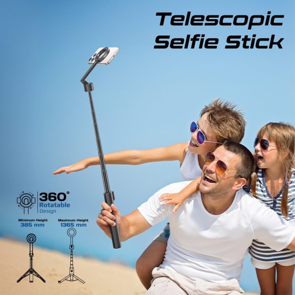 ⁦بروميت MagStick-Pro عصا سيلفي مع قاعدة ثلاثية القوائم دعم تقنية ماج سيف تحكم عن بعد قابل لإعادة الشحن⁩ - الصورة ⁦2⁩