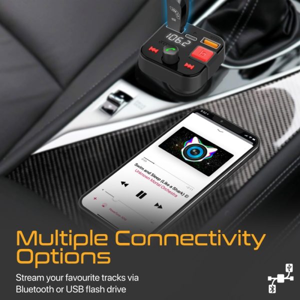 ⁦بروميت PowerTune-30W جهاز إرسال FM بلوتوث 5.1 للسيارة مع شحن USB-C 12 واط، USB 18 واط، ميكروفون مدمج، وشاشة LCD⁩ - الصورة ⁦5⁩