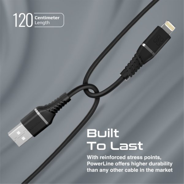 ⁦بروميت PowerLine-Ai120 كابل لايتنينغ معتمد MFi بطول 1.2 متر، متين حتى 25000 انحناءة، بملمس سيليكون ناعم لشحن ونقل بيانات مريح وآمن لأجهزة Apple⁩ - الصورة ⁦8⁩