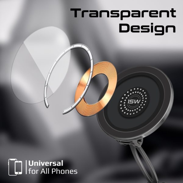 ⁦بروميت Magnus2-Qi شاحن سيارة لاسلكي MagSafe بقوة 15 واط، بتصميم مرن قابل للتعديل ثلاثي المحاور ودوران 360°⁩ - الصورة ⁦7⁩