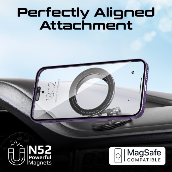 ⁦بروميت MagHoop-Lite حامل جوال MagSafe بتصميم مضاد للانزلاق، دوران 360°، ارتفاع قابل للتعديل، وحلقة معدنية مرفقة⁩ - الصورة ⁦4⁩