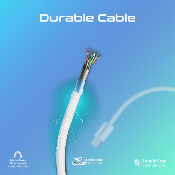 ⁦بروميت EcoLine-CC120 كابل USB-C فائق السرعة بقوة 60 واط، بطول 1.2 متر، مصنوع من قماش مضفر متين، يدعم الشحن السريع ونقل البيانات، ويتحمل أكثر من 25000 انحناءة⁩ - الصورة ⁦8⁩