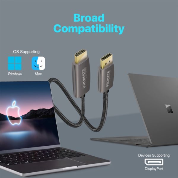 ⁦بروميت ProLink-DP200 كابل DisplayPort بدقة 4K@60Hz، لبث فيديو وألعاب بوضوح، بطول 2 متر⁩ - الصورة ⁦5⁩