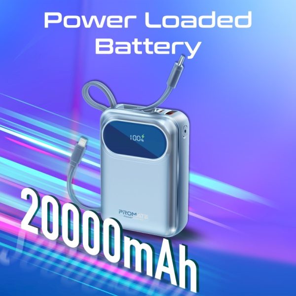⁦بروميت PowerPod-20 + PowerPort-25CC عرض بطارية متنقلة باور بنك بسعة 20000 ميلي أمبير مع شاحن جداري بقوة 25 واط⁩ - الصورة ⁦5⁩