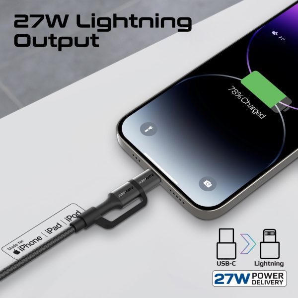 ⁦بروميت PowerLink-CCi كابل شحن 60 واط بطول 1.2 متر، معتمد Apple MFi، يدعم البيانات، ويتحمل أكثر من 25000 انحناء⁩ - الصورة ⁦7⁩