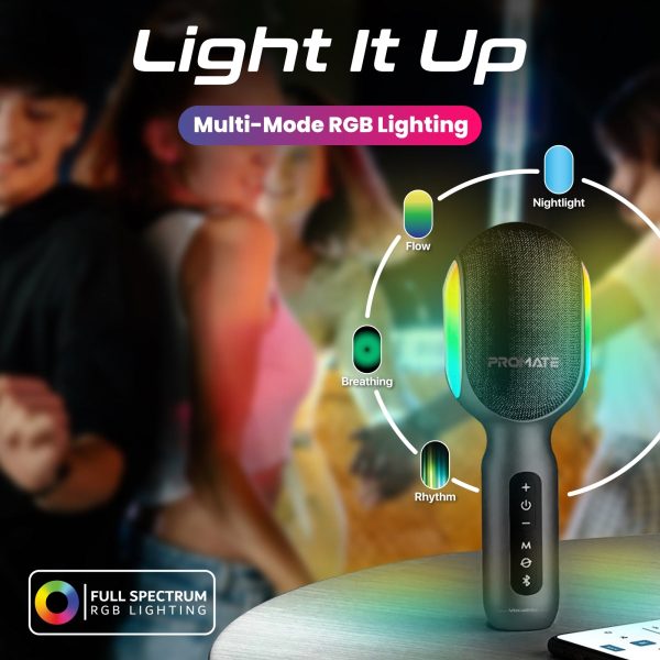 ⁦بروميت VocalMic ميكروفون بلوتوث كاريوكي مزود بمكبر صوت قوي وأضواء LED⁩ - الصورة ⁦17⁩