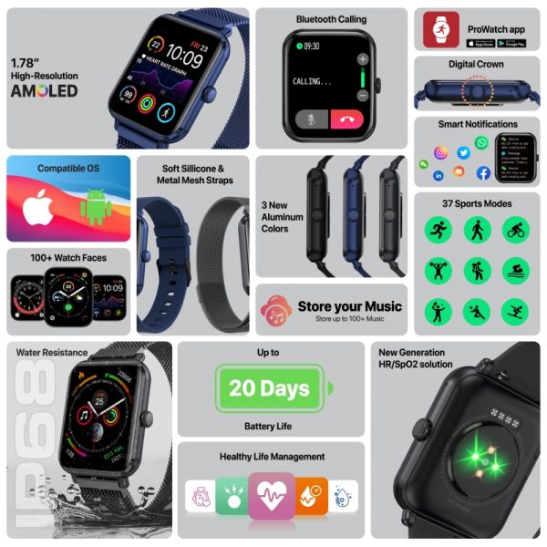 ⁦بروميت ProWatch-M18 ساعة ذكية رياضية مع مستشعرات صحية متقدمة⁩ - الصورة ⁦3⁩