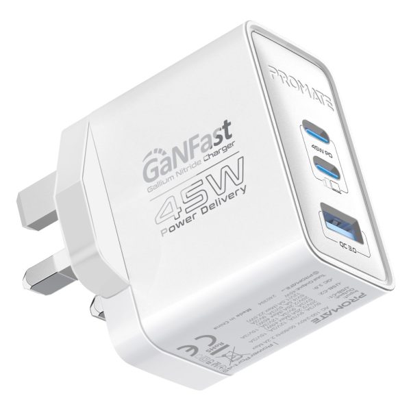 ⁦بروميت PowerPort-45 محول بمنفذي USB-C بقوة 45 واط ومنفذ USB QC بقوة 22.5 واط⁩ - الصورة ⁦8⁩