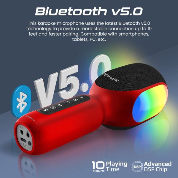 ⁦بروميت VocalMic ميكروفون بلوتوث كاريوكي مزود بمكبر صوت قوي وأضواء LED⁩ - الصورة ⁦11⁩