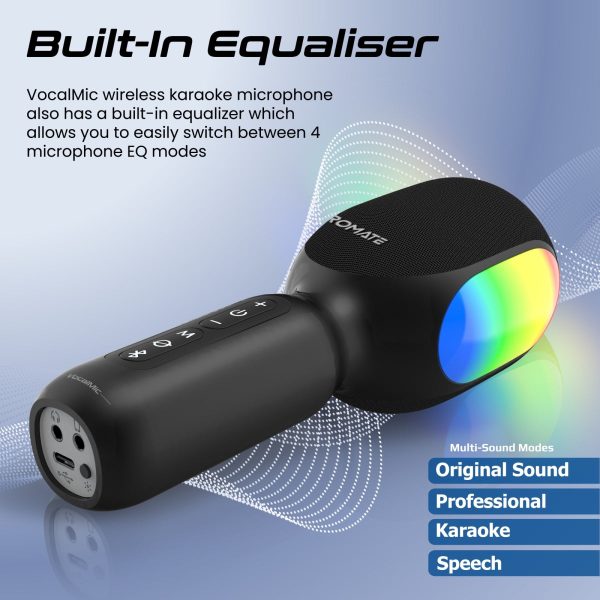 ⁦بروميت VocalMic ميكروفون بلوتوث كاريوكي مزود بمكبر صوت قوي وأضواء LED⁩ - الصورة ⁦10⁩