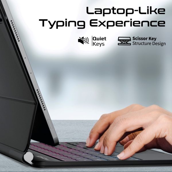 ⁦بروميت FlexKeys-11Pro لوحة مفاتيح لاسلكية للآيباد مع لوحة تحكم باللمس تصميم نحيف وتثبيت مغناطيسي⁩ - الصورة ⁦6⁩