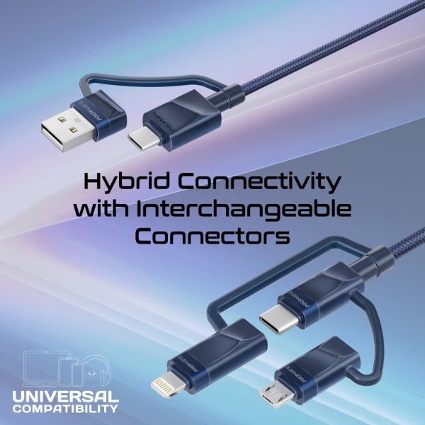 ⁦بروميت PentaPower كابل 6 في 1 للشحن ونقل البيانات، بقدرة 60 واط، يضم موصلات USB-C، لايتنينغ، وMicro-USB لتوصيل متعدد بكفاءة عالية⁩ - الصورة ⁦9⁩