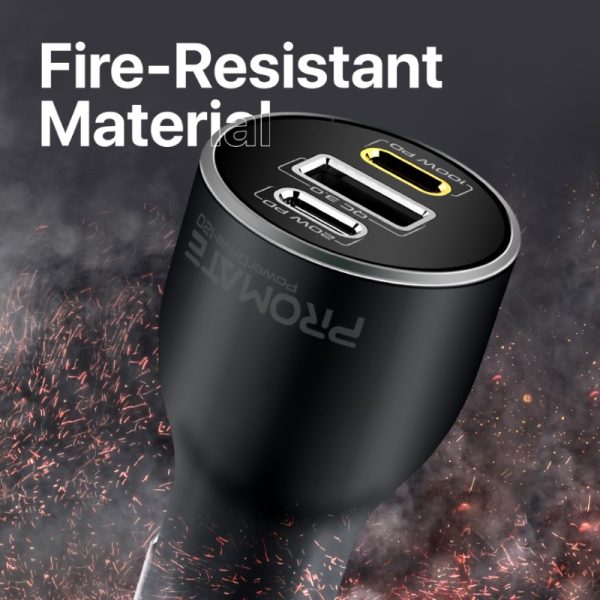 ⁦بروميت PowerDrive-120 شاحن سيارة 120 واط بمنفذي USB-C (100 و20 واط) ومنفذ USB QC 3.0 بقدرة 18 واط، مع حماية من الشحن الزائد⁩ - الصورة ⁦10⁩