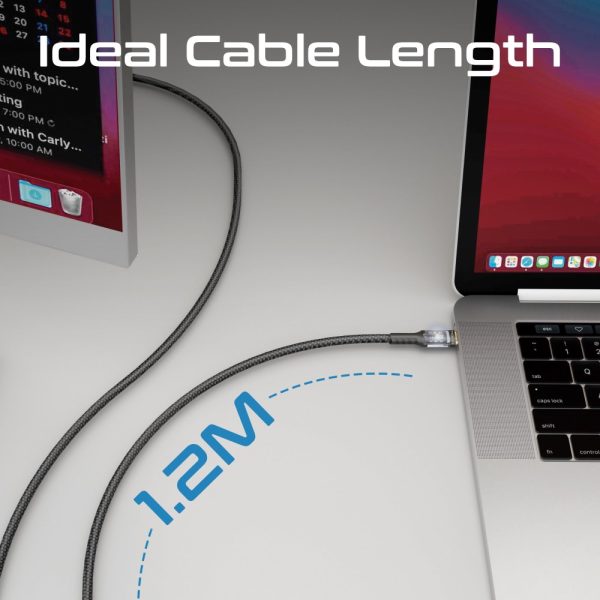 ⁦بروميت LucidLine-CC120 كابل USB-C بطول 1.2 متر، شحن سريع 100 واط، رؤوس شفافة بإضاءة LED، رأس مطلي بالذهب، ومتين حتى 25000 انحناءة⁩ - الصورة ⁦7⁩