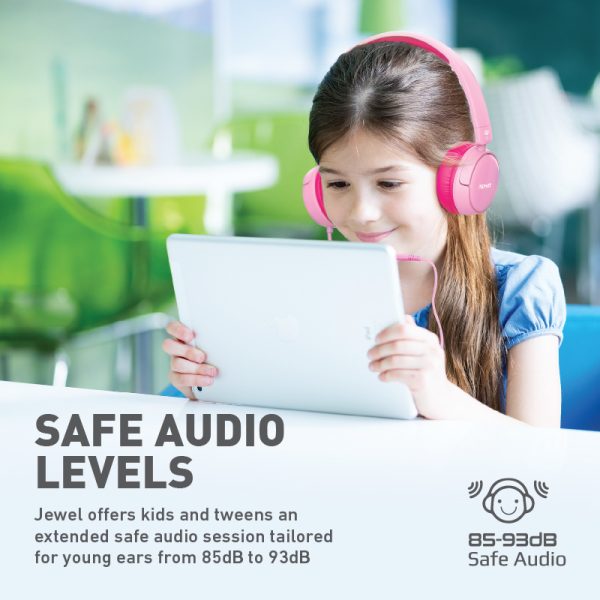 ⁦بروميت Jewel سماعة رأس سلكية للأطفال بتصميم آذان قطة، صوت KidSafe 85–95 ديسيبل، ميكروفون مدمج، وقابلة للطي والمشاركة⁩ - الصورة ⁦15⁩