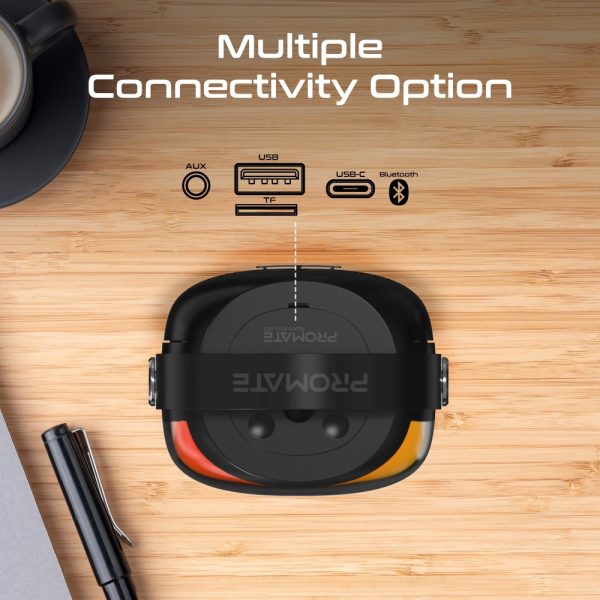 ⁦بروميت Spectro-20 مكبر صوت بلوتوث فائق الوضوح بقدرة 20 واط وضوء LED قوس قزح متوافق مع تقنية TWS ووقت تشغيل 10 ساعات⁩ - الصورة ⁦6⁩