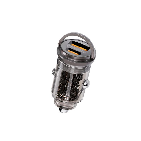 بروميت TransDrive-65W شاحن سيارة شفاف بمنفذ USB-C بقوة 65 واط ومنفذ QC 3.0 بقوة 18 واط، تصميم مدمج وسهل الحمل