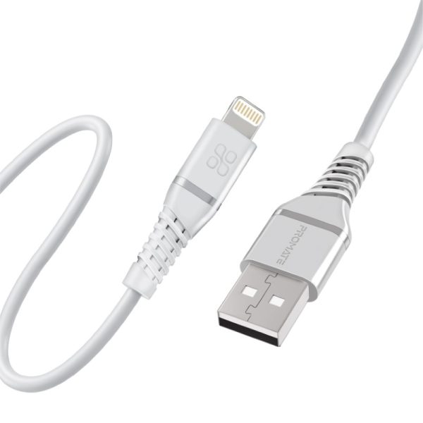 ⁦بروميت PowerLine-Ai120 كابل لايتنينغ معتمد MFi بطول 1.2 متر، متين حتى 25000 انحناءة، بملمس سيليكون ناعم لشحن ونقل بيانات مريح وآمن لأجهزة Apple⁩ - الصورة ⁦4⁩