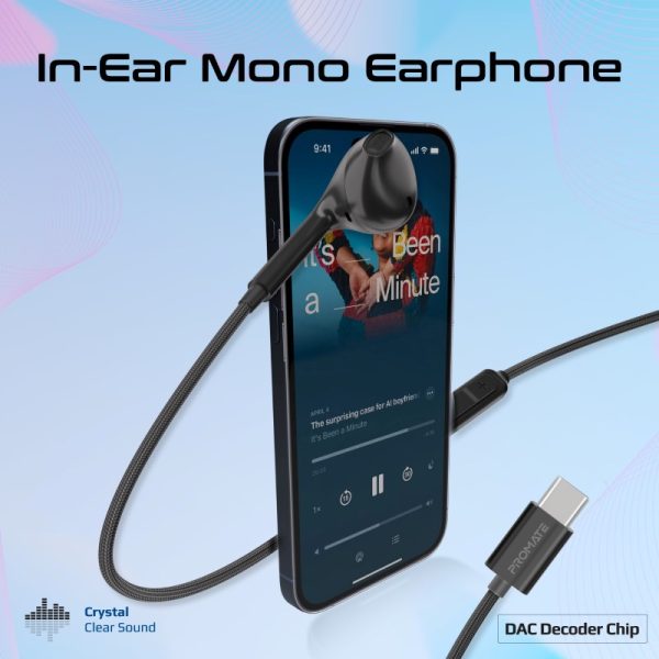 ⁦بروميت MonoPod-C سماعة أذن سلكية أحادية ديناميكيةوموصل USB-C وميكروفون مدمج⁩ - الصورة ⁦3⁩
