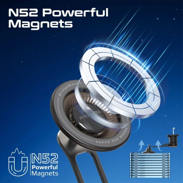 ⁦بروميت BridgeMount حامل جوال MagSafe بزاوية دوران 360°، مضاد للانزلاق، يُركب على فتحة المكيف ويشمل حلقة معدنية للتثبيت الآمن⁩ - الصورة ⁦9⁩
