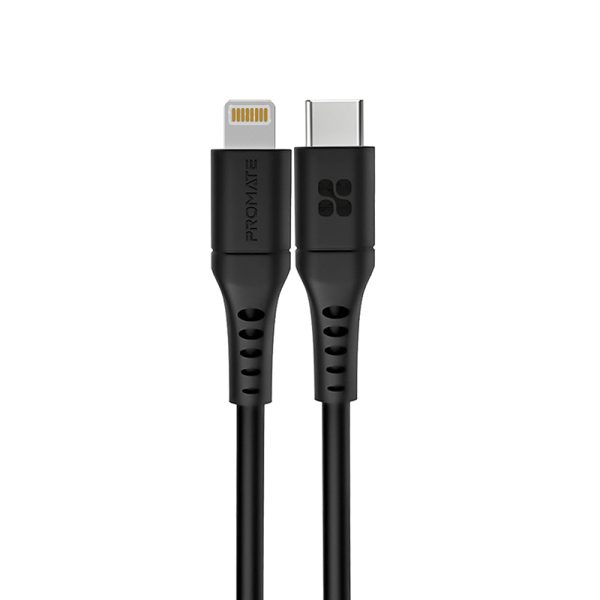 ⁦بروميت PowerLink-300 كابل USB-C إلى لايتنينغ بقوة 20 واط، بطول 3 أمتار، مصنوع من السيليكون ومتين بتحمل أكثر من 25000 انحناءة لشحن سريع وموثوق⁩ - الصورة ⁦2⁩