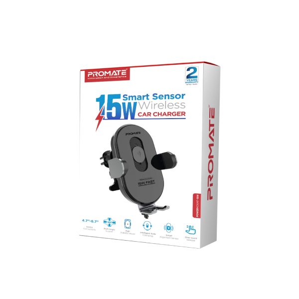 ⁦بروميت PowerMount-15W شاحن سيارة لاسلكي 15 واط بمستشعر محاذاة ذكي، ودعم زوايا متعددة لتجربة شحن سلسة وآمنة أثناء القيادة⁩ - الصورة ⁦3⁩