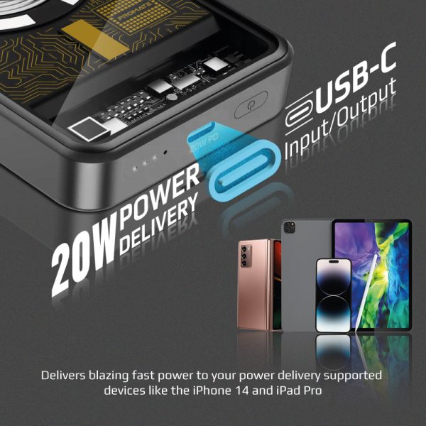 ⁦بروميت LucidPack-10 بطارية متنقلة باور بنك بسعة 10000 ميلي أمبير مع شاحن لاسلكي بقوة 15 واط⁩ - الصورة ⁦5⁩