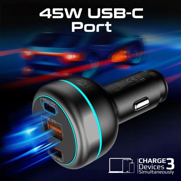 ⁦بروميت PowerDrive-230 شاحن سيارة فائق السرعة 230 واط، بمنفذ USB-C 140 واط، منافذ C وUSB-A بقدرة 45 واط، مع حماية من الحرارة والشحن الزائد⁩ - الصورة ⁦10⁩