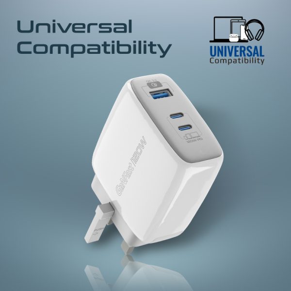 ⁦بروميت PowerPort-120 شاحن جداري 120 واط، بمنفذي USB-C ومنفذ QC 3.0، شحن ذكي مع حماية من الدوائر القصيرة⁩ - الصورة ⁦6⁩