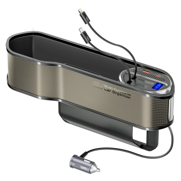 ⁦بروميت CarMate-RPD منظم سيارة مع شحن 65 واط، كابل USB-C 30 واط، لايتنينغ 20 واط، منافذ USB-C وUSB-A، شاشة LED، ونظام حماية مدمج⁩ - الصورة ⁦8⁩