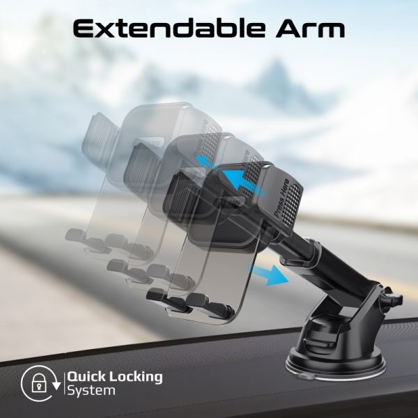 ⁦بروميت TransHold-ext حامل هاتف للسيارة بذراع قابلة للتمديد، تثبيت تلقائي، ودعم متعدد الزوايا، مثالي لهواتف آيفون⁩ - الصورة ⁦4⁩