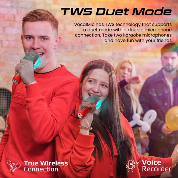 ⁦بروميت VocalMic ميكروفون بلوتوث كاريوكي مزود بمكبر صوت قوي وأضواء LED⁩ - الصورة ⁦8⁩