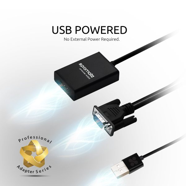 ⁦بروميت ProLink-V2H محول VGA إلى HDMI بدقة 1080p مع كابل USB مدمج للصوت والطاقة⁩ - الصورة ⁦5⁩