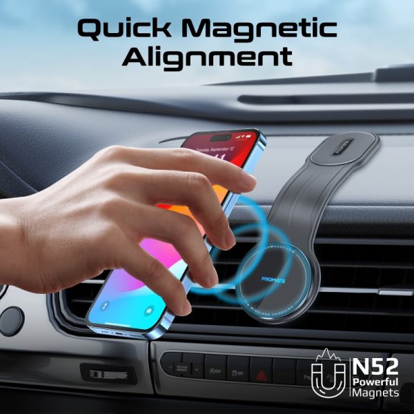 ⁦بروميت LaxMount-15W شاحن سيارة لاسلكي MagSafe بقوة 15 واط، بذراع مرن ومغناطيس قوي، دوران 360° وحماية من الشحن الزائد⁩ - الصورة ⁦8⁩