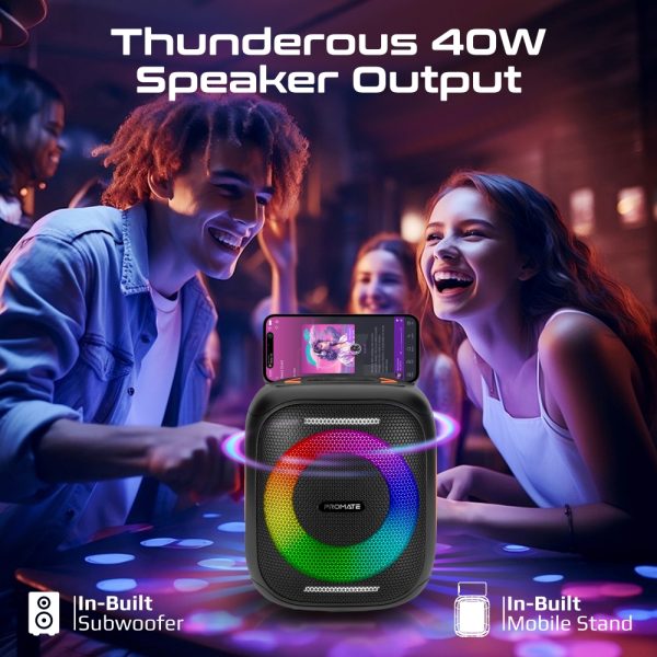 ⁦بروميت Strike-40 مكبر صوت لاسلكي عالي الجودة LumiSound™ HD بقوة 40 واط، مع إضاءة RGB⁩ - الصورة ⁦6⁩