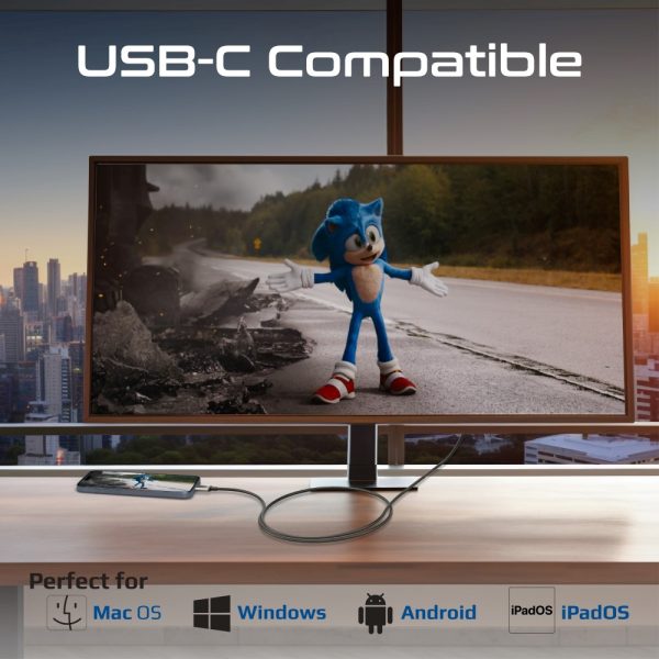⁦بروميت HDLink-60H كابل USB-C إلى HDMI بدقة 4K@60Hz، بطول 1.8 متر، بموصلات مضادة للتآكل لتجربة عرض فائقة الوضوح⁩ - الصورة ⁦4⁩