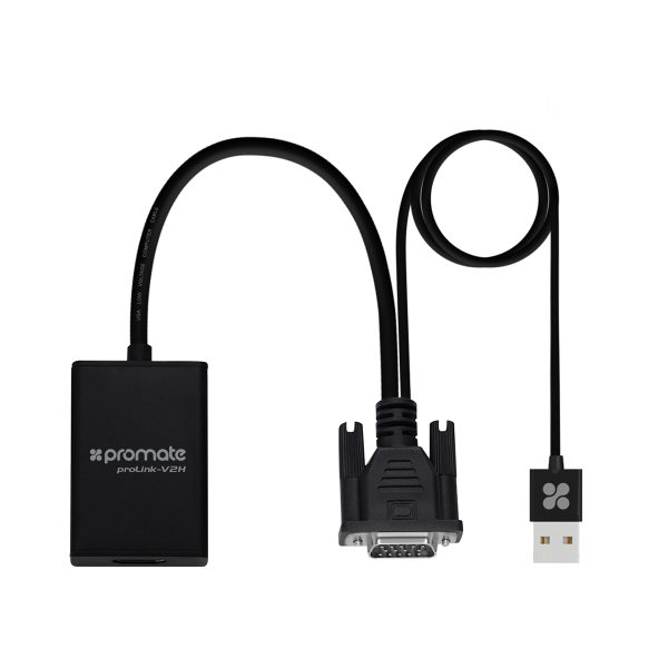 بروميت ProLink-V2H محول VGA إلى HDMI بدقة 1080p مع كابل USB مدمج للصوت والطاقة