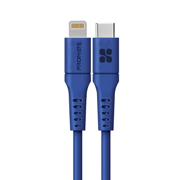 ⁦بروميت PowerLink-300 كابل USB-C إلى لايتنينغ بقوة 20 واط، بطول 3 أمتار، مصنوع من السيليكون ومتين بتحمل أكثر من 25000 انحناءة لشحن سريع وموثوق⁩ - الصورة ⁦3⁩