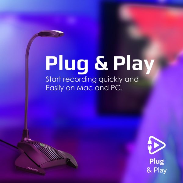 ⁦بروميت VertuMic-1 ميكروفون سطح مكتب عالي الجودة، مضاد للاهتزاز، وإضاءة RGB، وذراع مرن قابل للدوران⁩ - الصورة ⁦6⁩