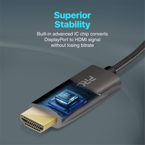⁦بروميت ProLink-DP200 كابل DisplayPort بدقة 4K@60Hz، لبث فيديو وألعاب بوضوح، بطول 2 متر⁩ - الصورة ⁦7⁩